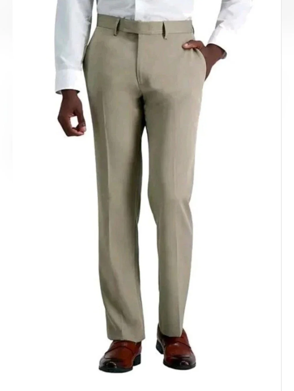NWT Kenneth Cole Reaction Slim Fit Ankle Dress Pants Khaki Oatmeal Casual 30x32